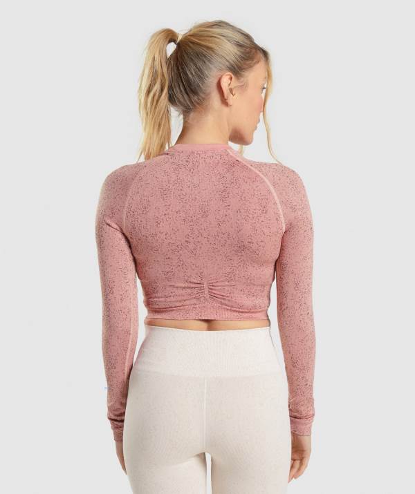 Damske Crop Top Gymshark Adapt Fleck Seamless Long Sleeve Ruzove | QG4316270